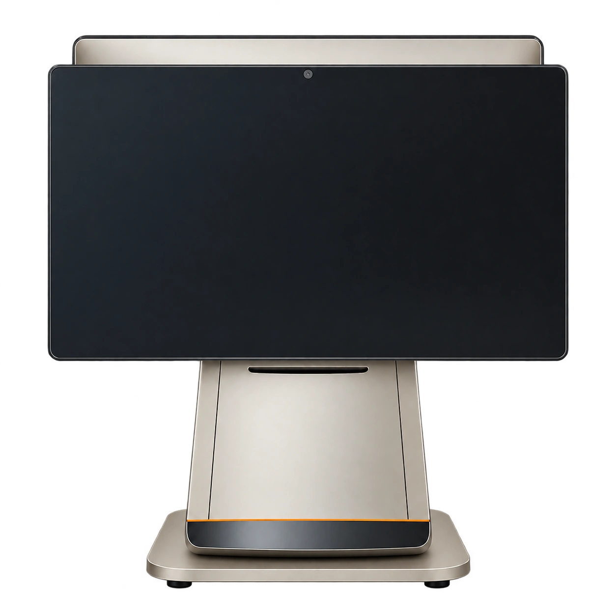 Dual-screen counter terminal with large rear customer display — Staff screen